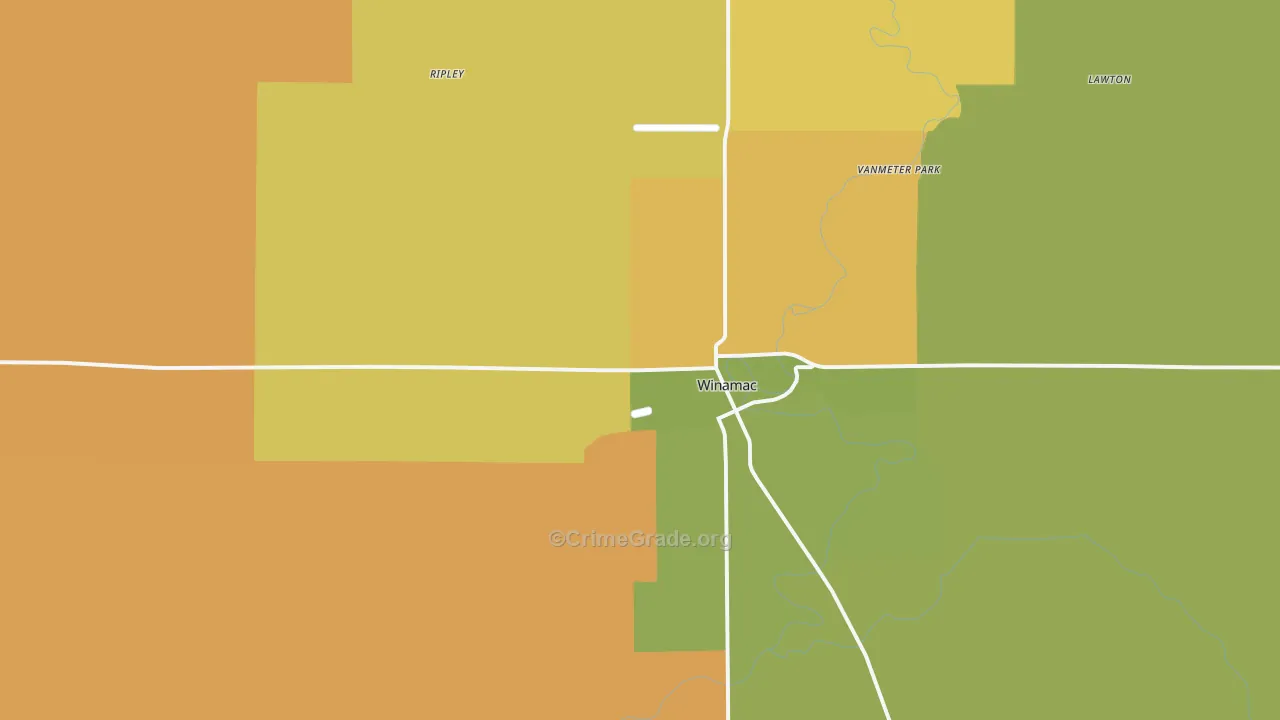 Winamac, IN Map of Vandalism Rates
