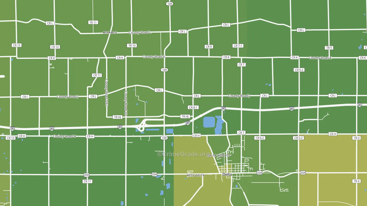 Winameg, OH Map of Vandalism Rates