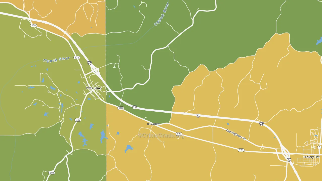 Winborn, MS Map of Vandalism Rates