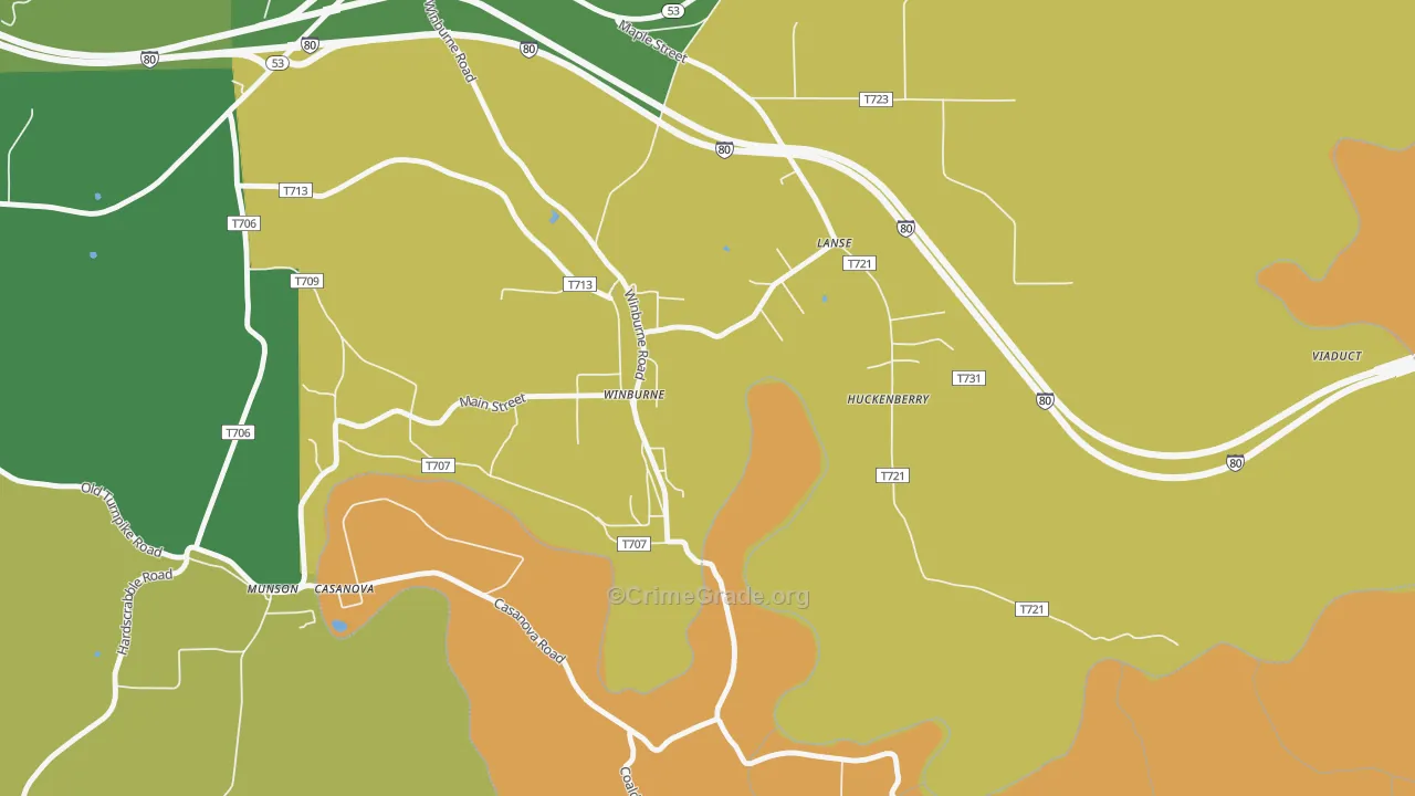 Winburne, PA Map of Vandalism Rates