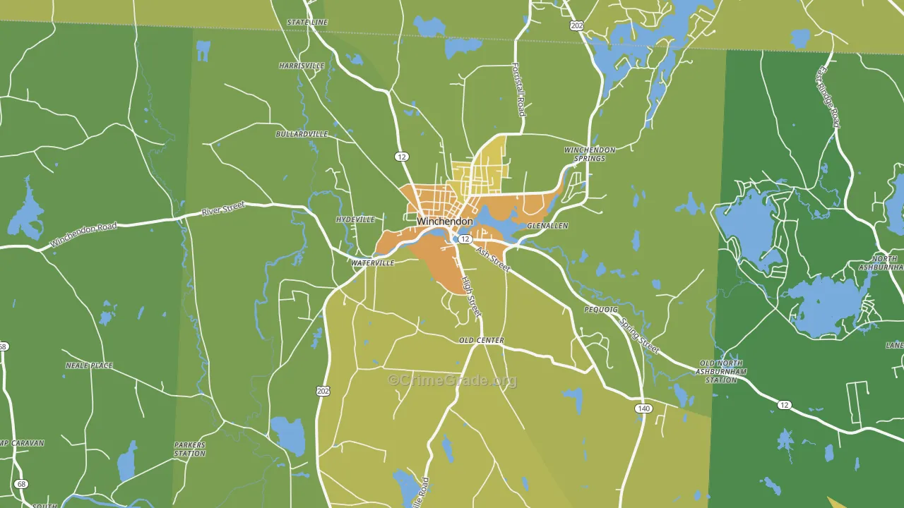 Winchendon, MA Map of Vandalism Rates