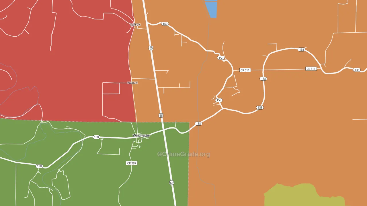 Winchester, AR Map of Vandalism Rates