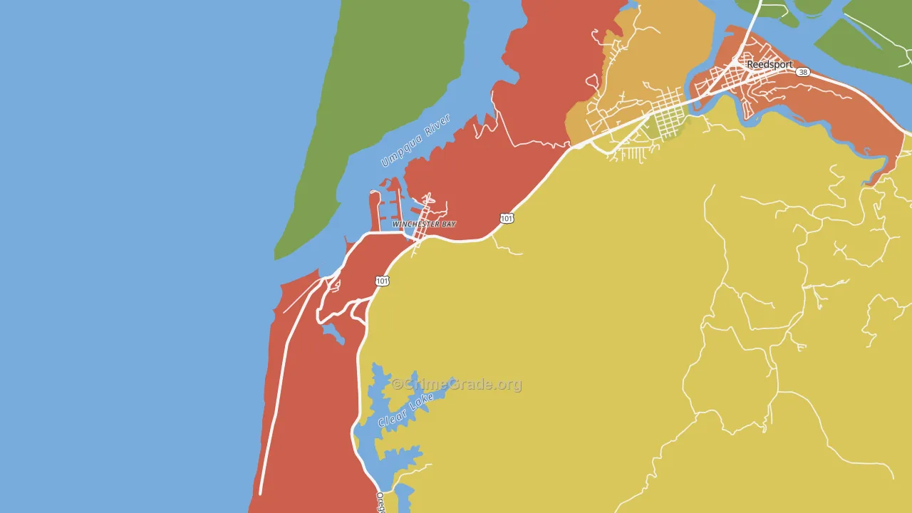 Winchester Bay, OR Map of Vandalism Rates