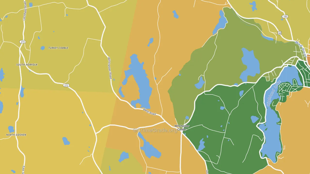 Winchester Center, CT Map of Vandalism Rates
