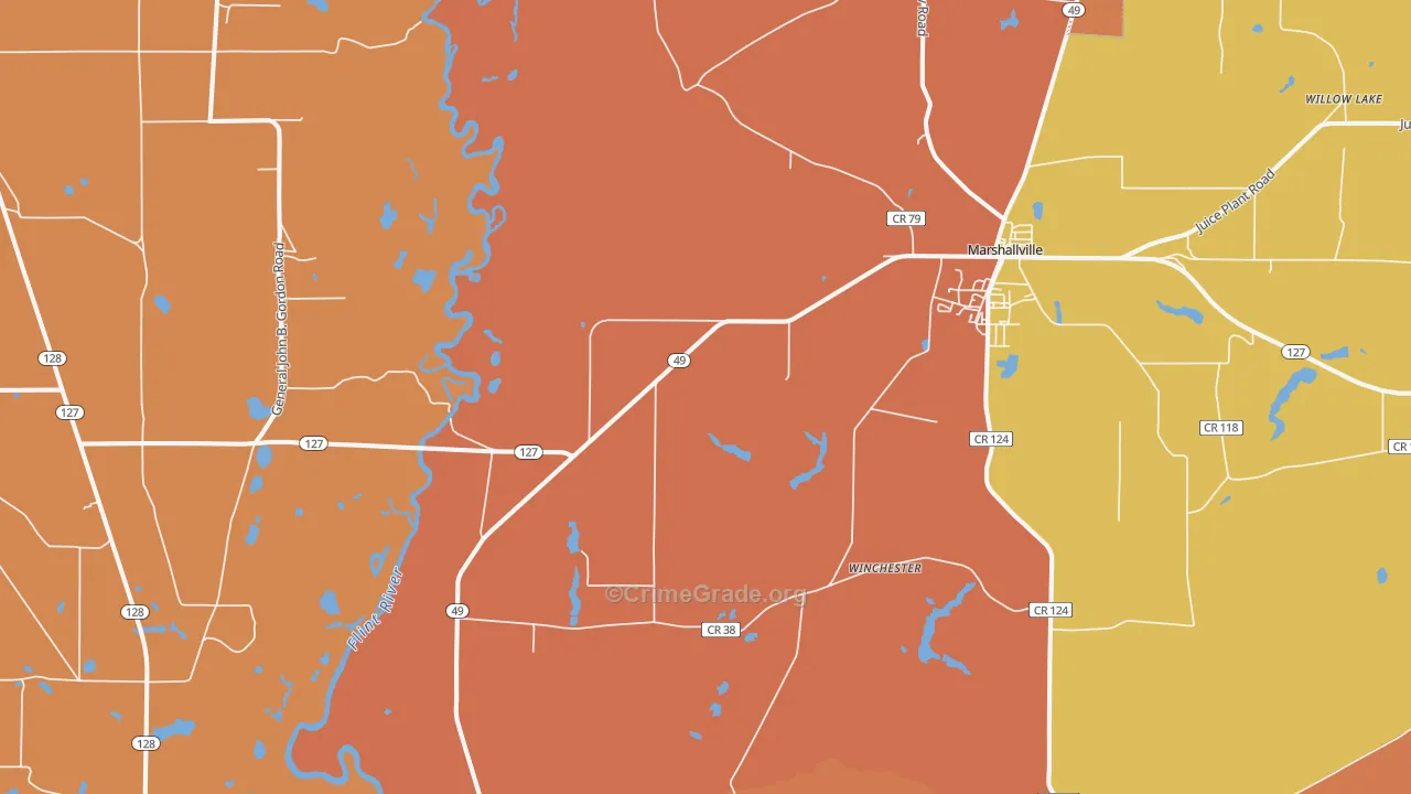 Winchester, GA Map of Vandalism Rates