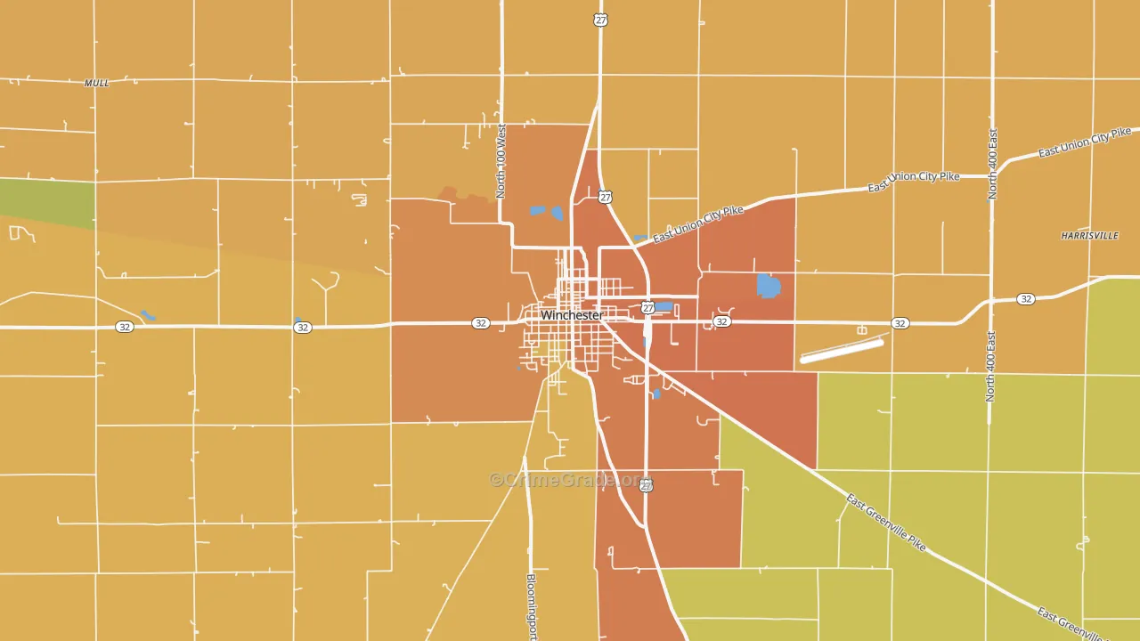 Winchester, IN Map of Vandalism Rates