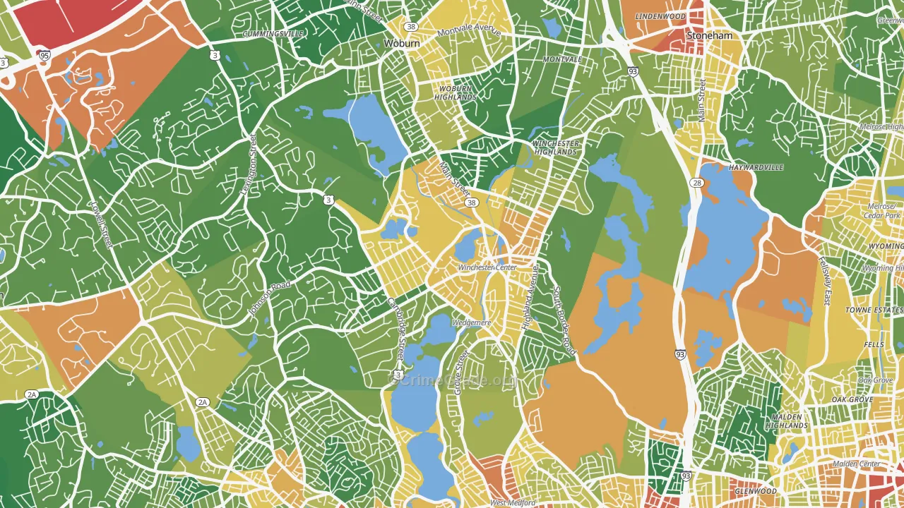 Winchester, MA Map of Vandalism Rates