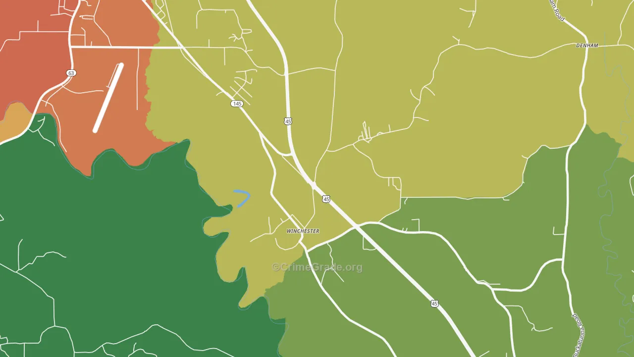Winchester, MS Map of Vandalism Rates