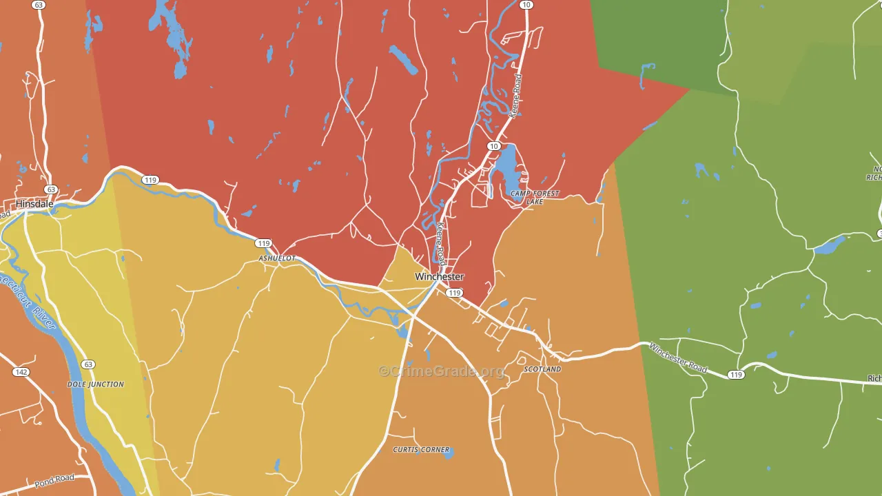Winchester, NH Map of Vandalism Rates