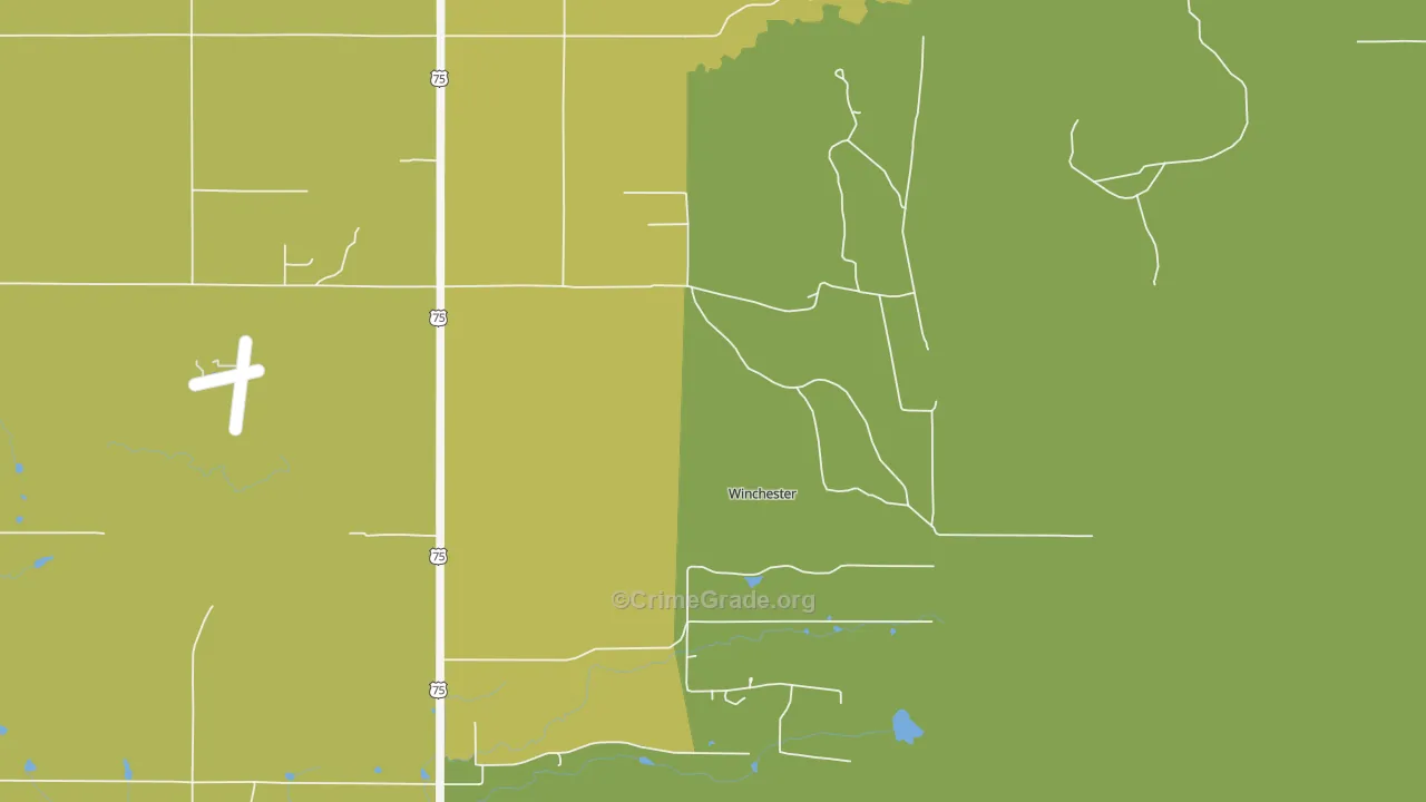 Winchester, OK Map of Vandalism Rates