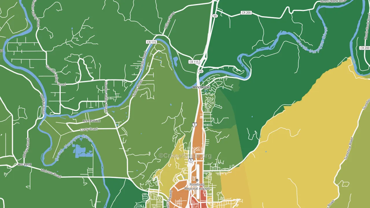 Winchester, OR Map of Vandalism Rates