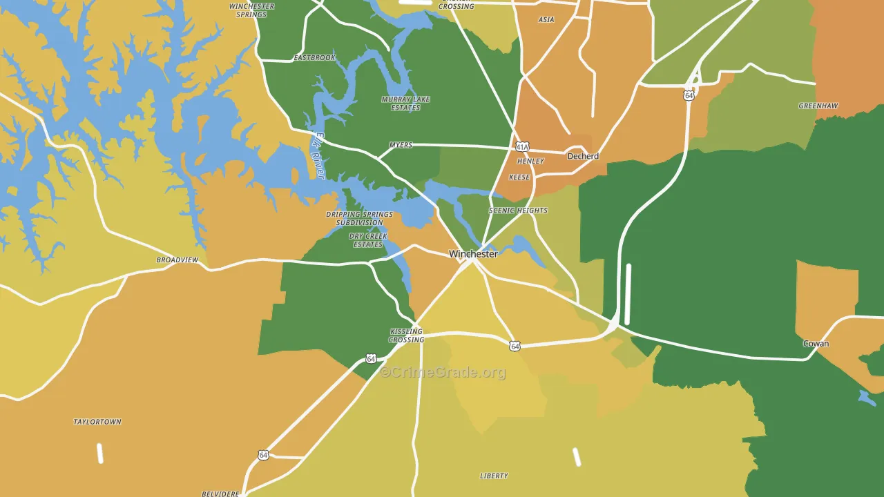 Winchester, TN Map of Vandalism Rates
