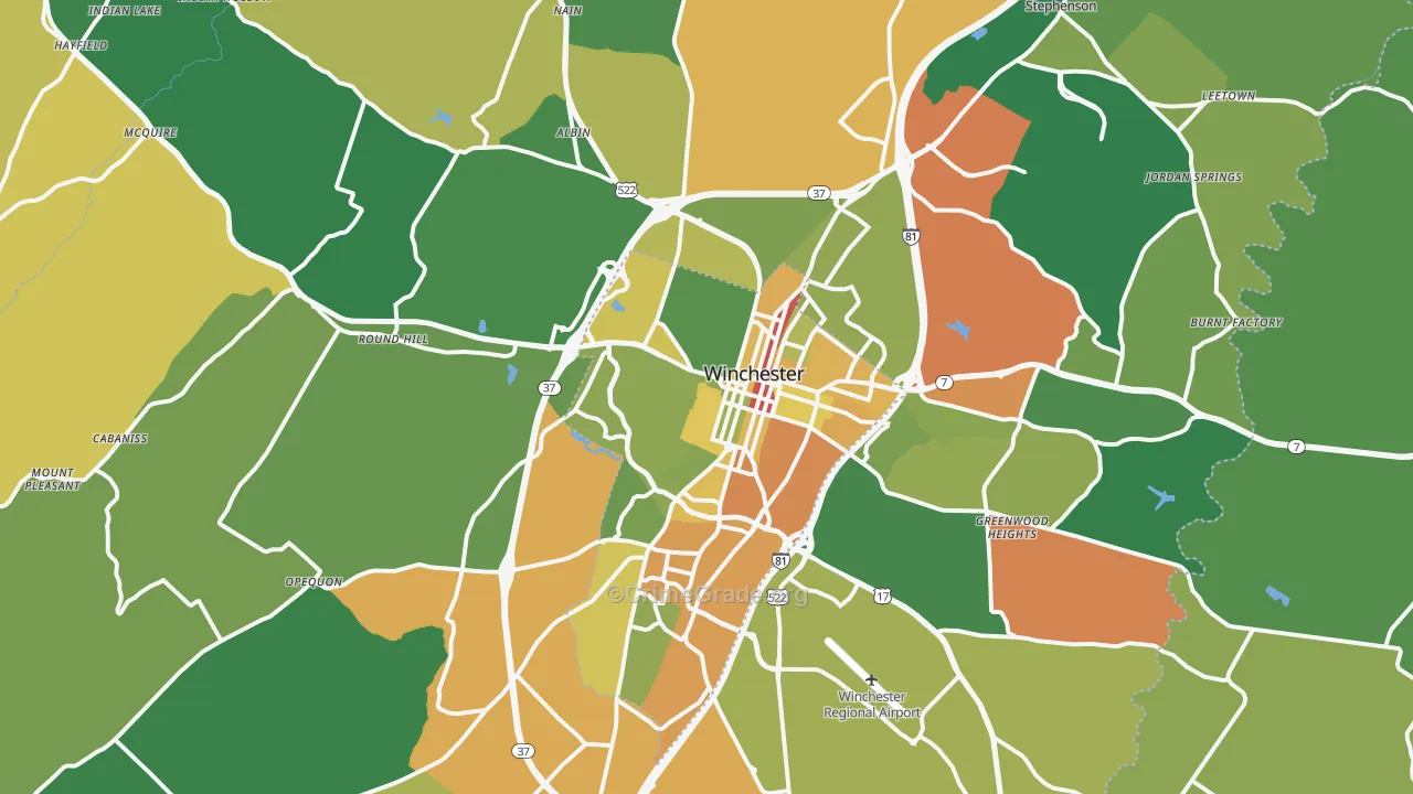 Winchester, VA Map of Vandalism Rates
