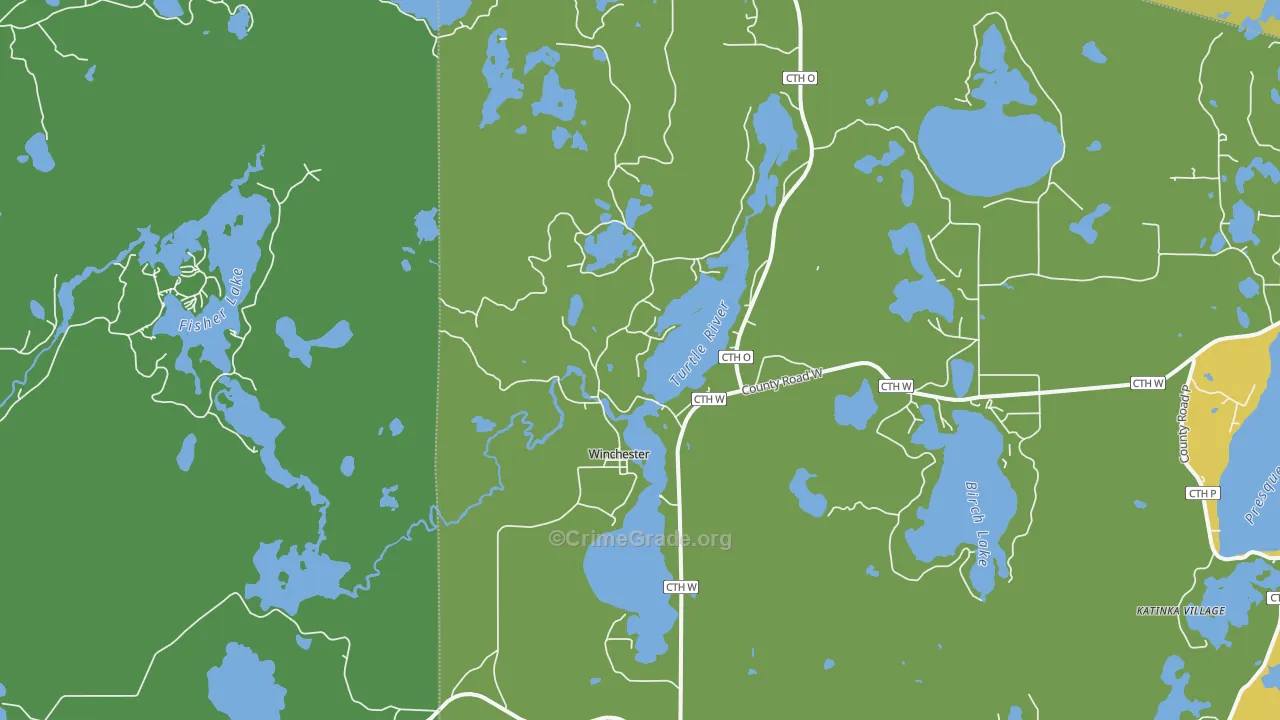 Winchester, WI Map of Vandalism Rates