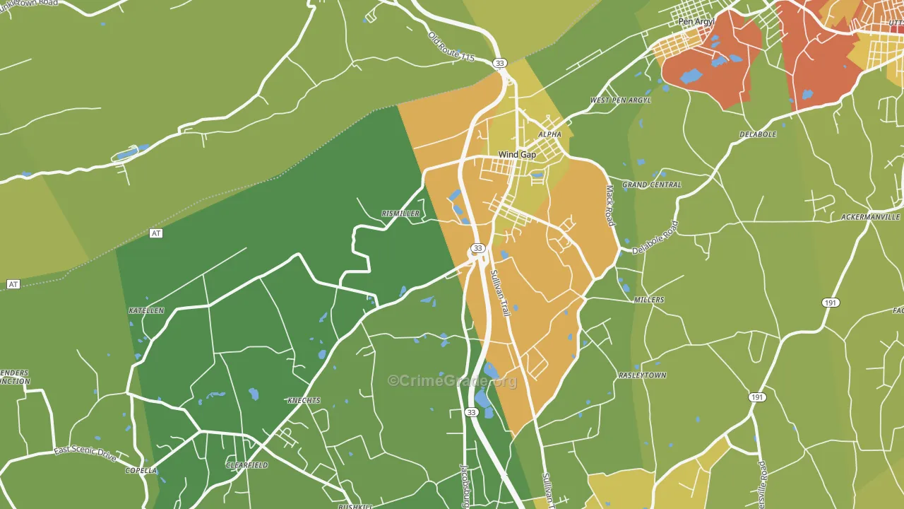 Wind Gap, PA Map of Vandalism Rates
