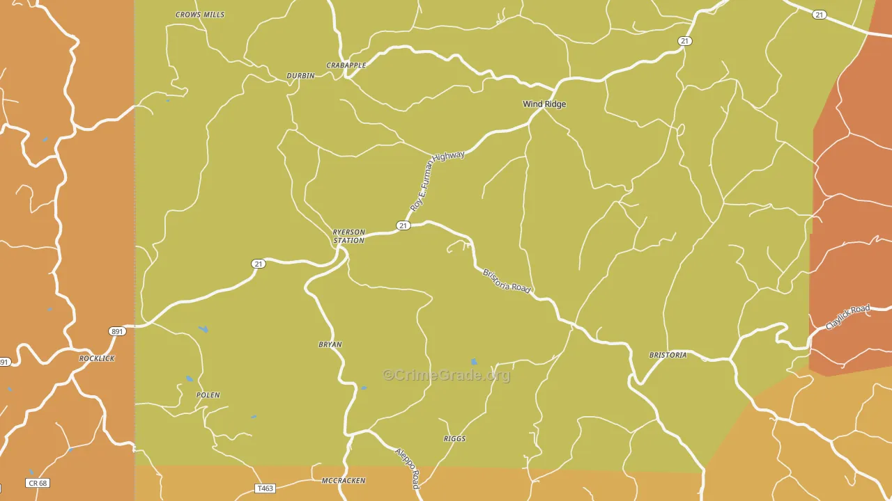 Wind Ridge, PA Map of Vandalism Rates