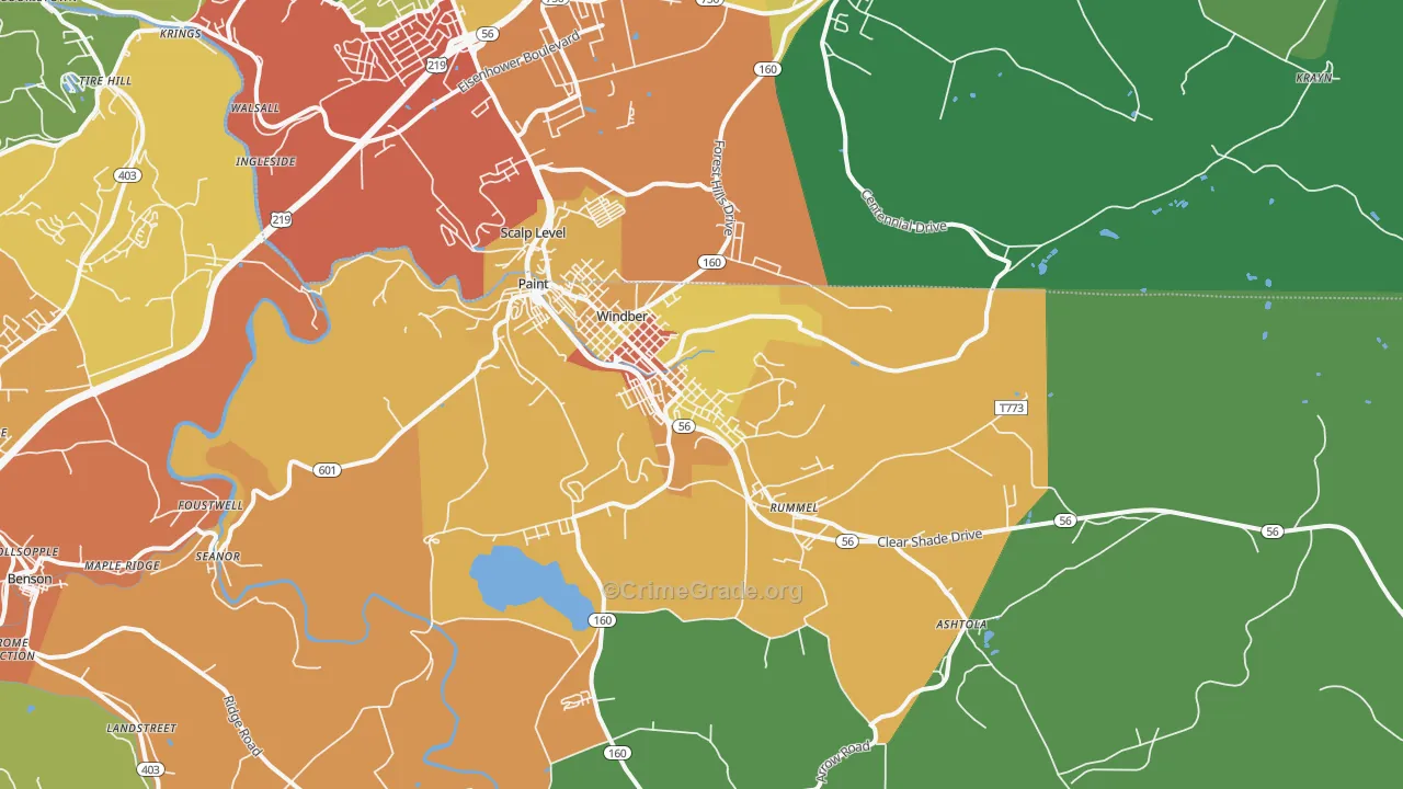 Windber, PA Map of Vandalism Rates