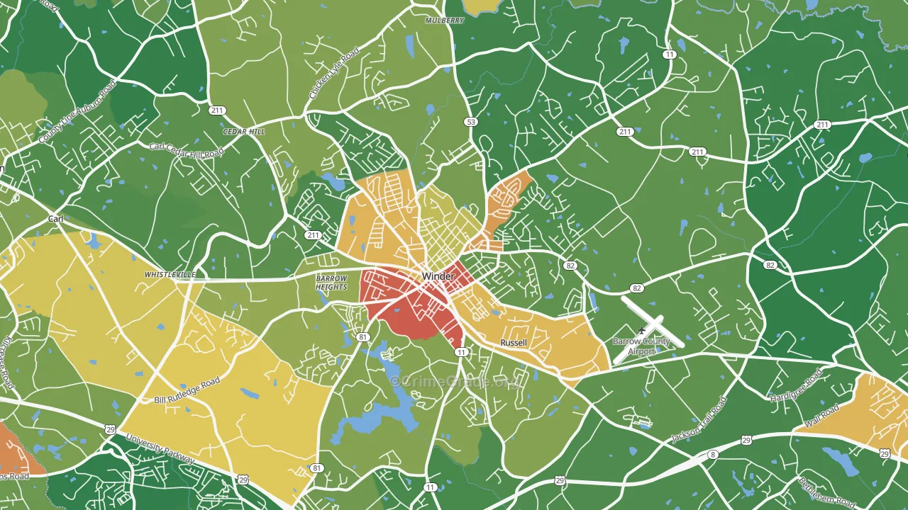 Winder, GA Map of Vandalism Rates