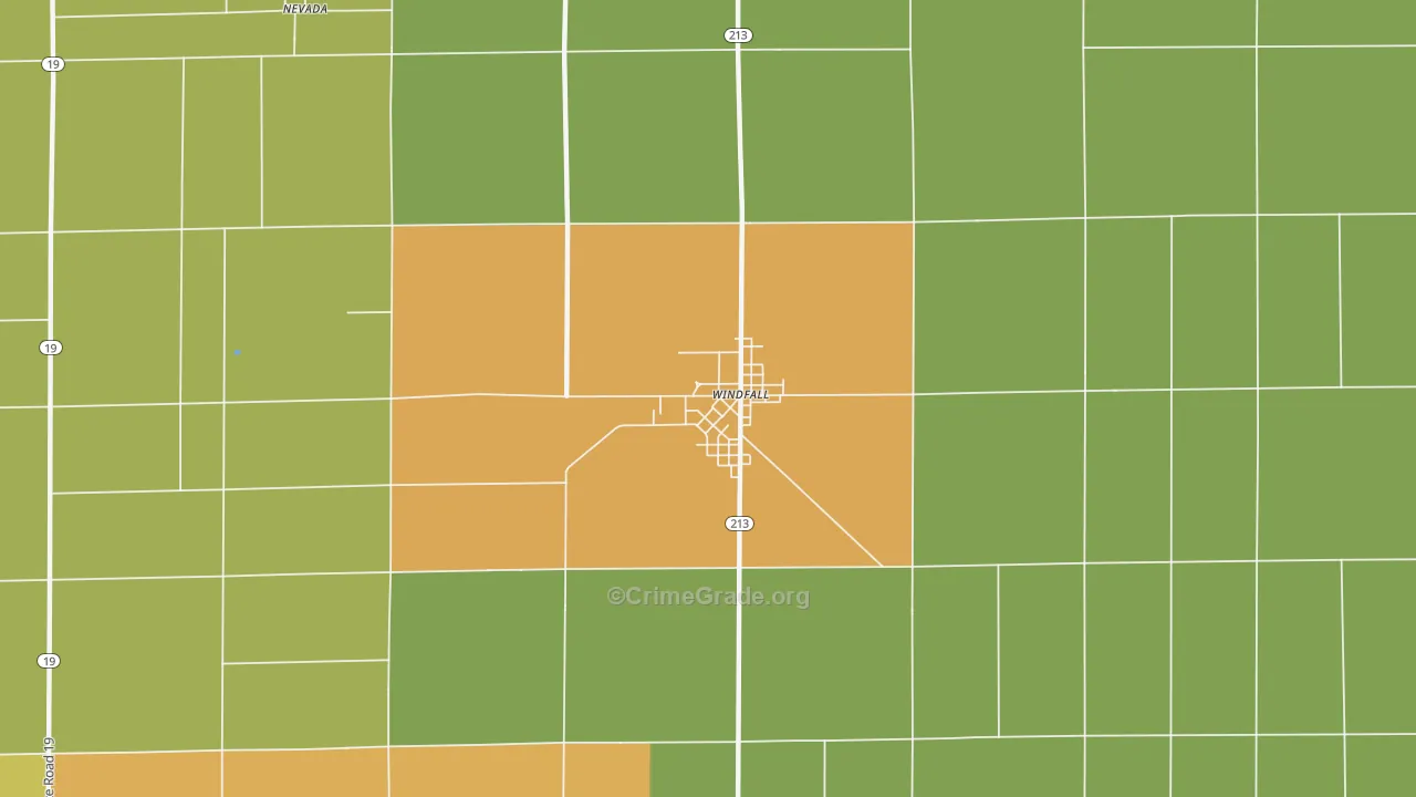 Windfall City, IN Map of Vandalism Rates