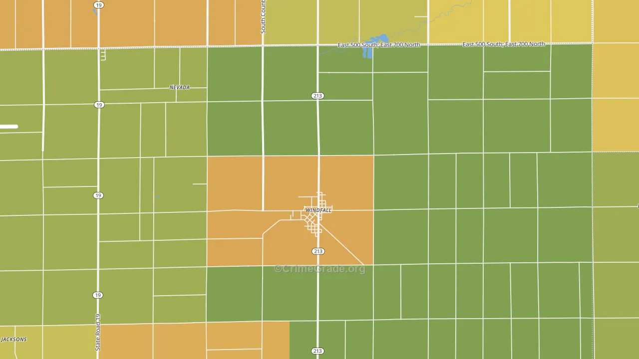 Windfall, IN Map of Vandalism Rates