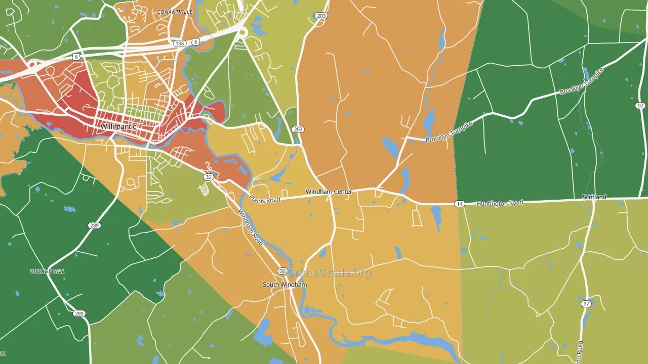 Windham, CT Map of Vandalism Rates