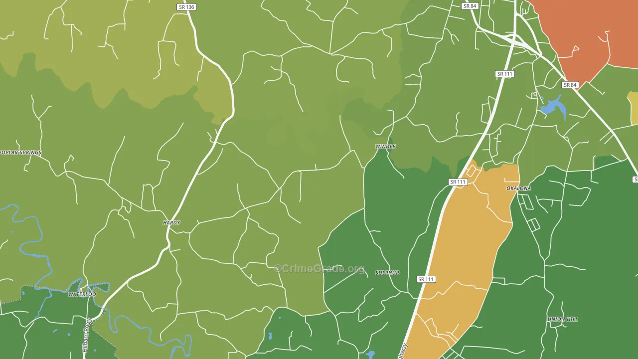 Windle, TN Map of Vandalism Rates