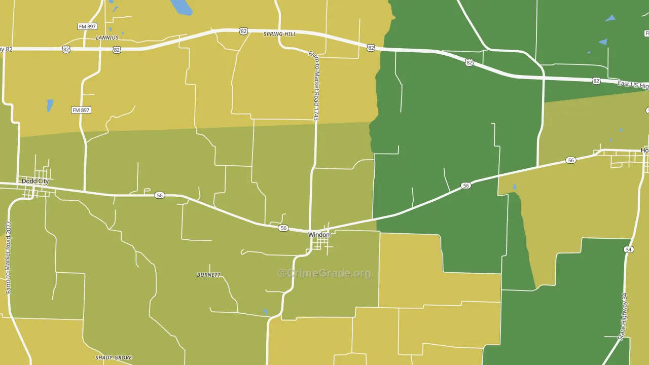 Windom, TX Map of Vandalism Rates