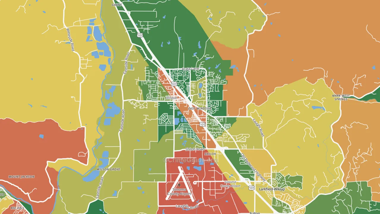 Windsor, CA Map of Vandalism Rates