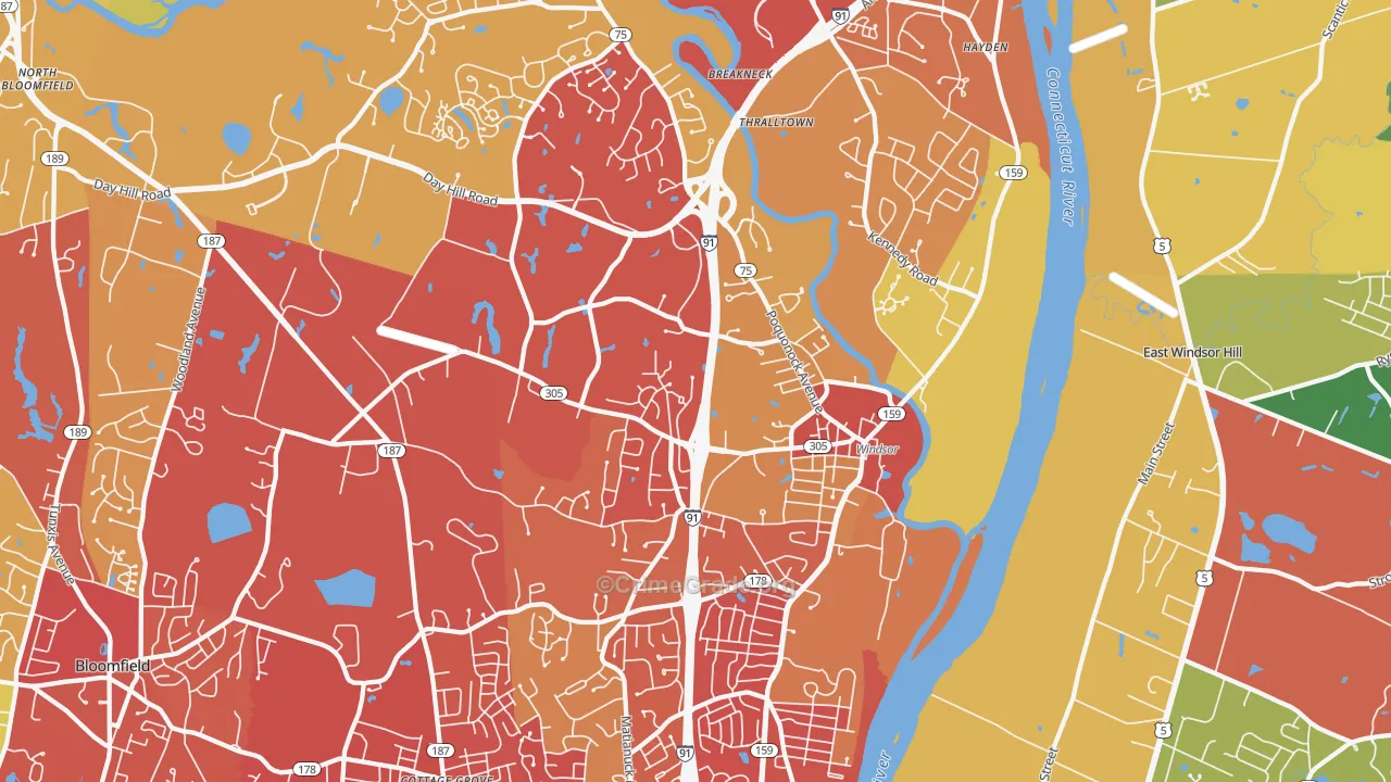 Windsor, CT Map of Vandalism Rates