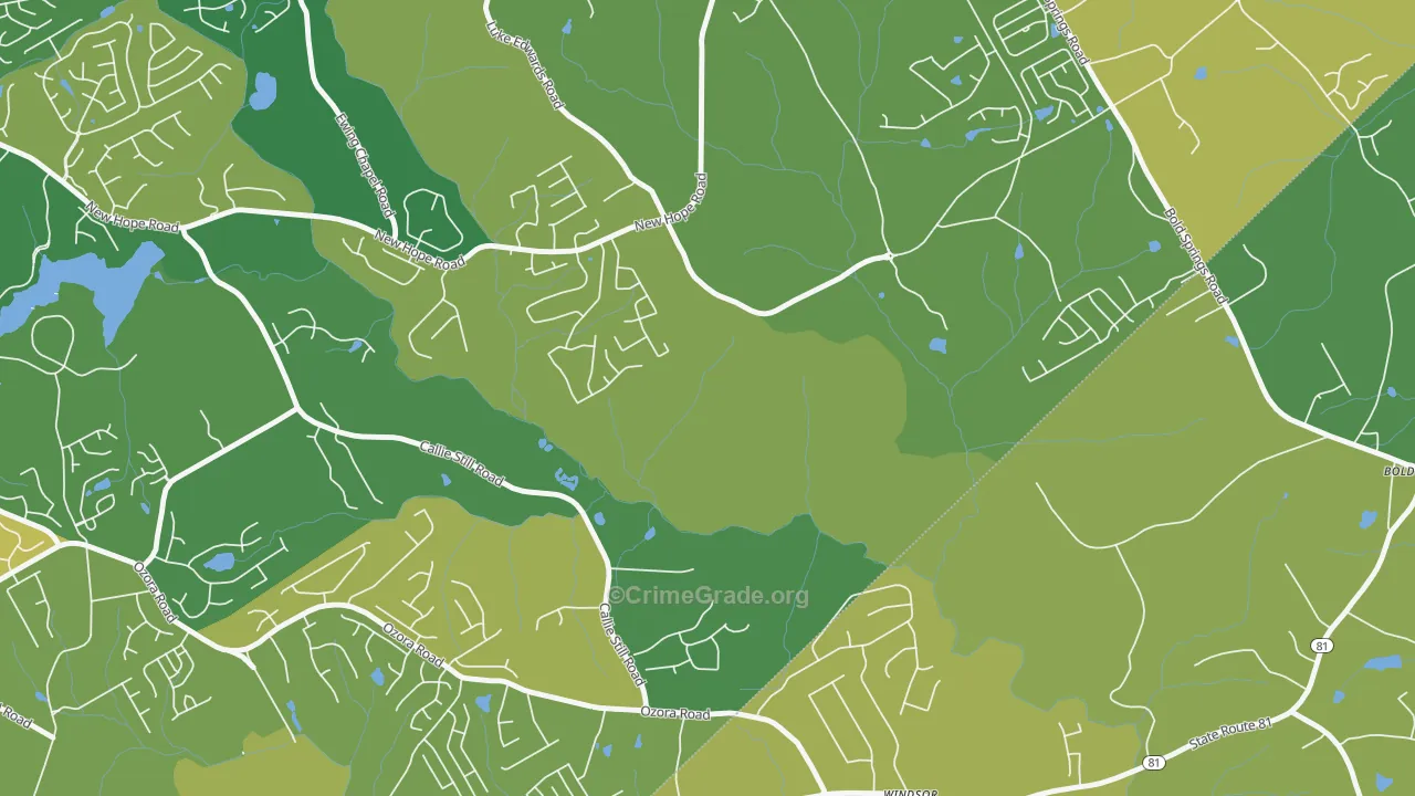 Windsor, GA Map of Vandalism Rates