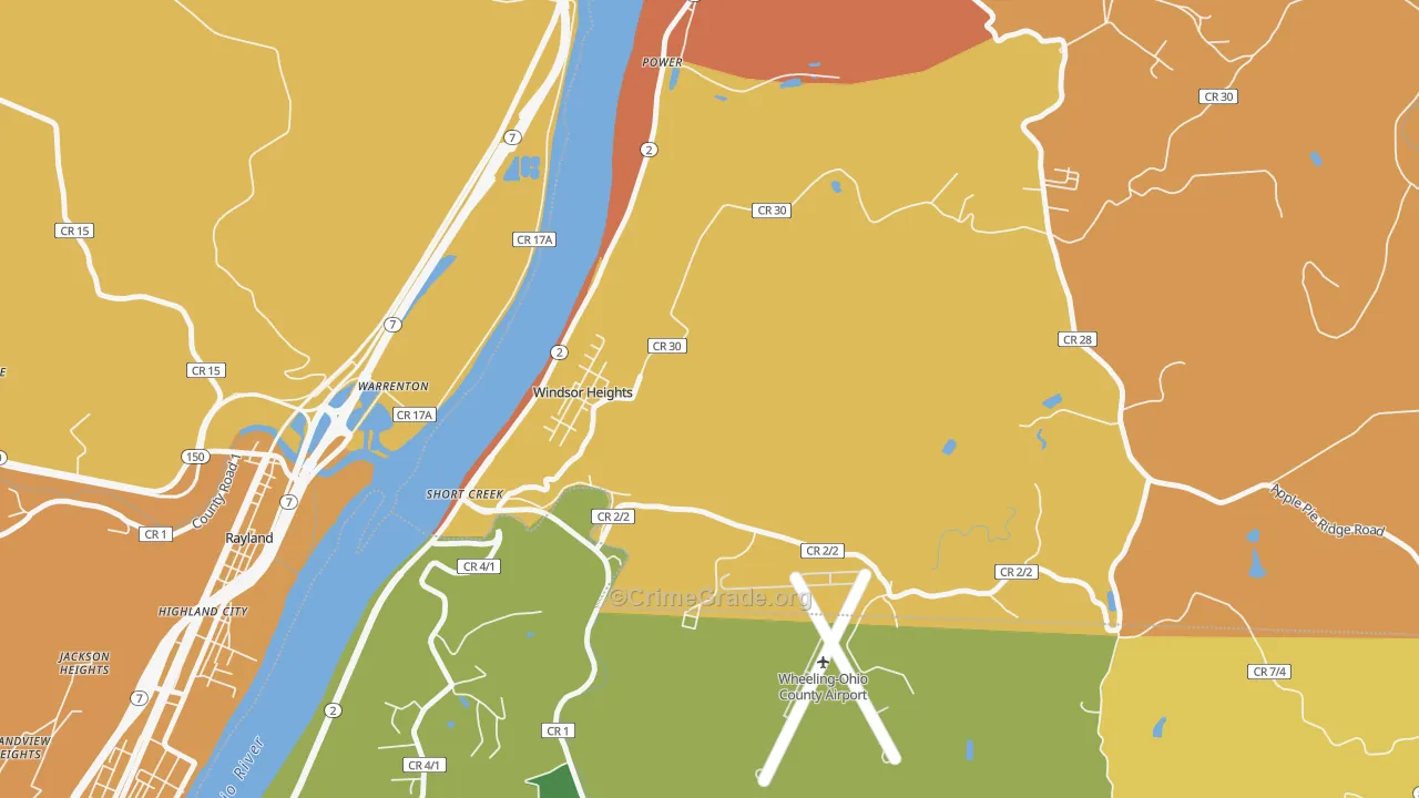 Windsor Heights, WV Map of Vandalism Rates