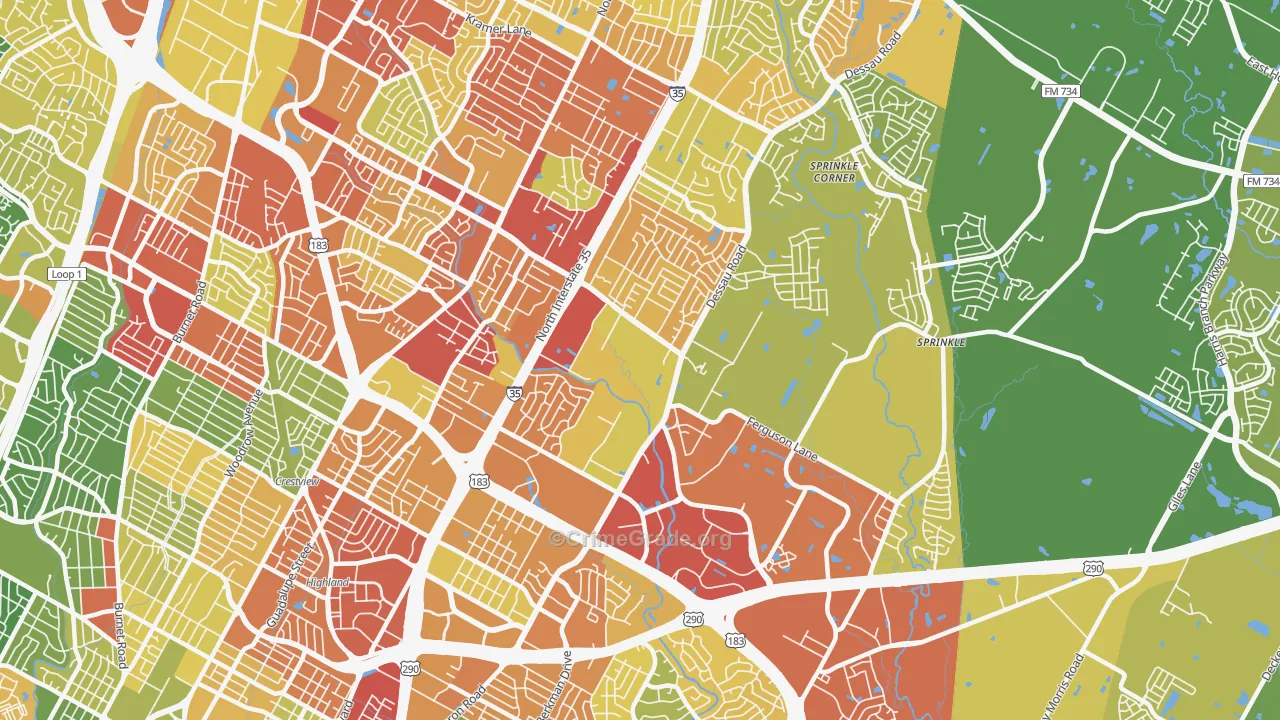 Windsor Hills, Austin, TX Map of Vandalism Rates