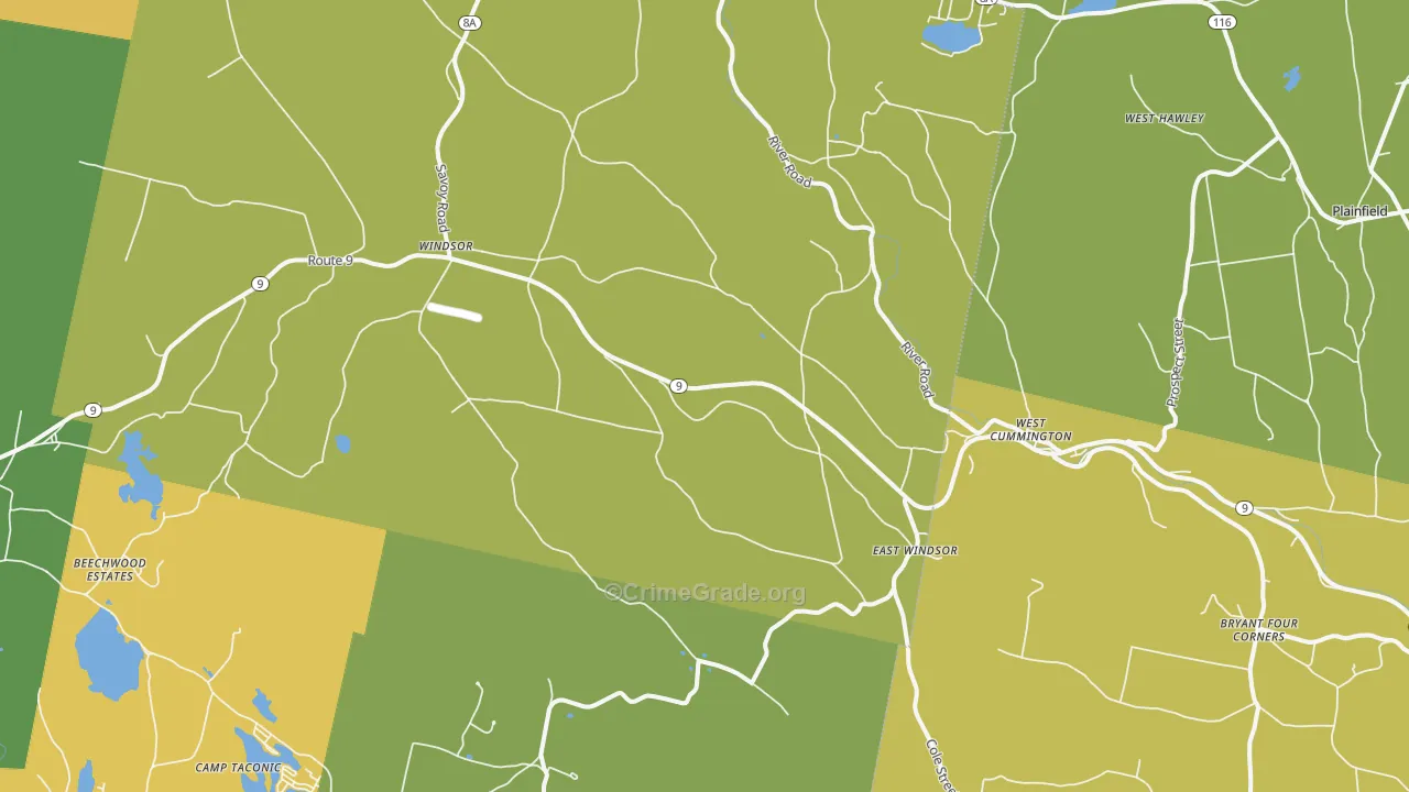 Windsor, MA Map of Vandalism Rates
