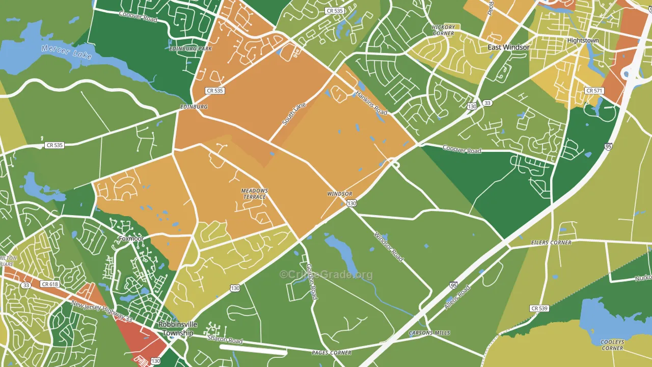 Windsor, NJ Map of Vandalism Rates