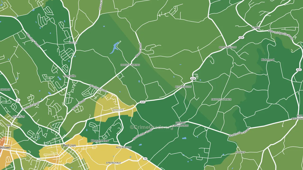 Windsor, PA Map of Vandalism Rates