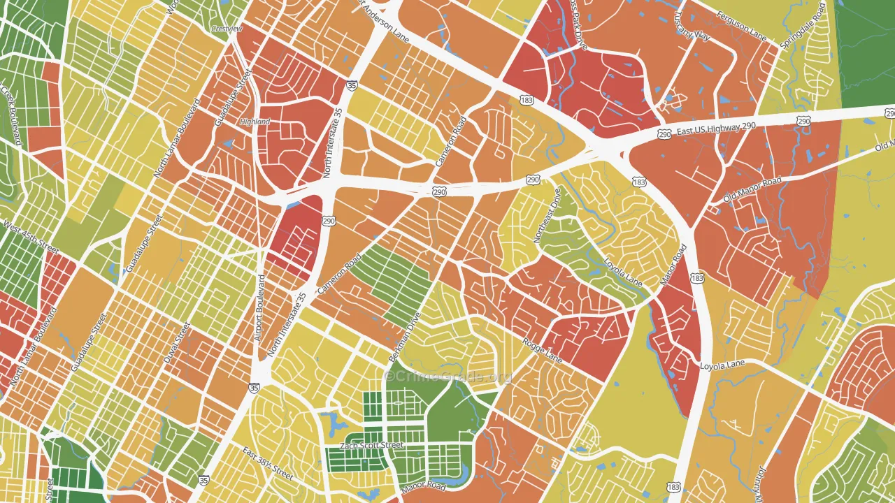 Windsor Park, Austin, TX Map of Vandalism Rates