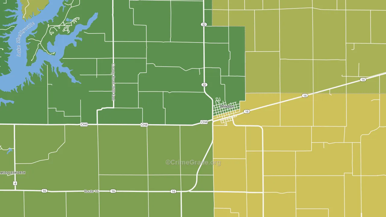 Windsor Shelby County, IL Map of Vandalism Rates