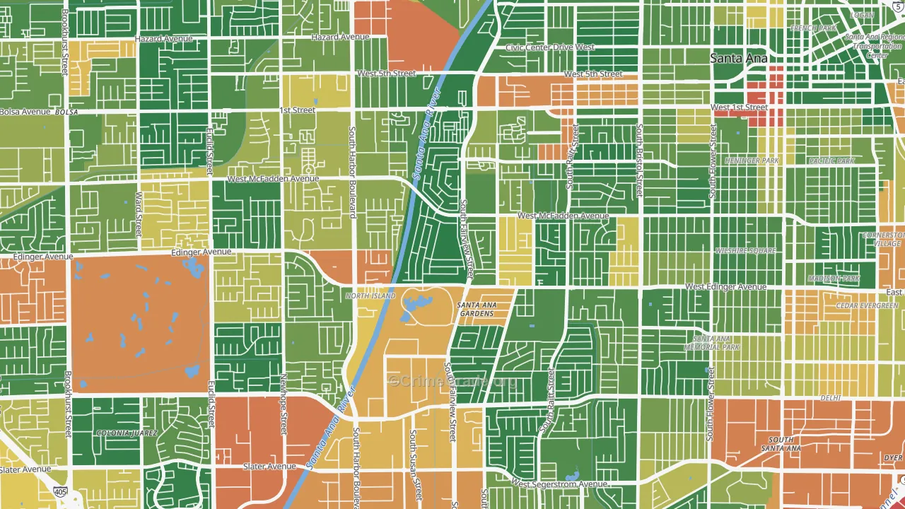 Windsor Village, Santa Ana, CA Map of Vandalism Rates