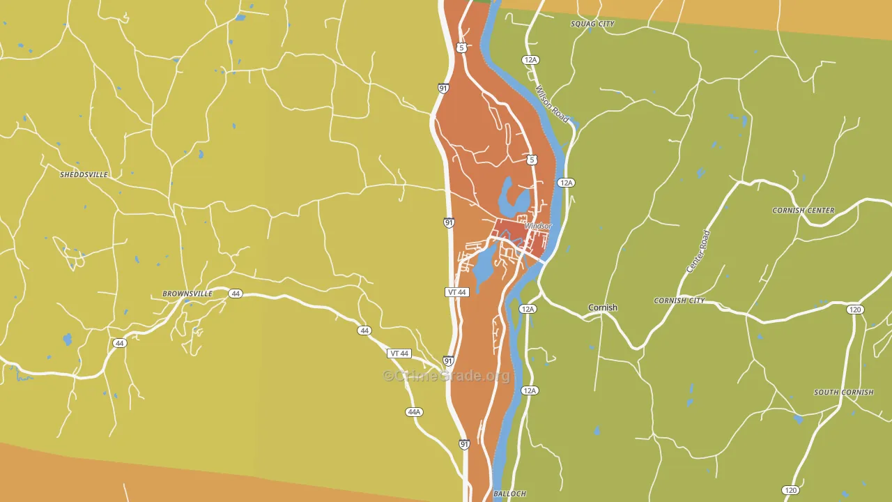 Windsor, VT Map of Vandalism Rates