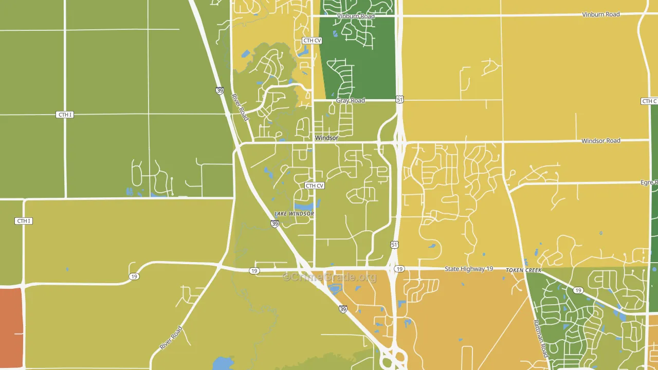 Windsor, WI Map of Vandalism Rates