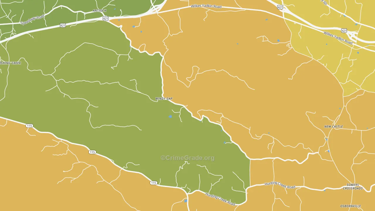 Windy Gap, NC Map of Vandalism Rates