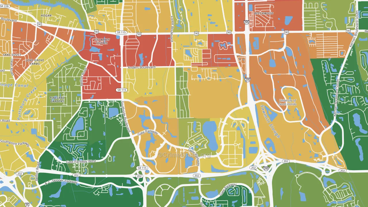 Windy Hill, Jacksonville, FL Map of Vandalism Rates