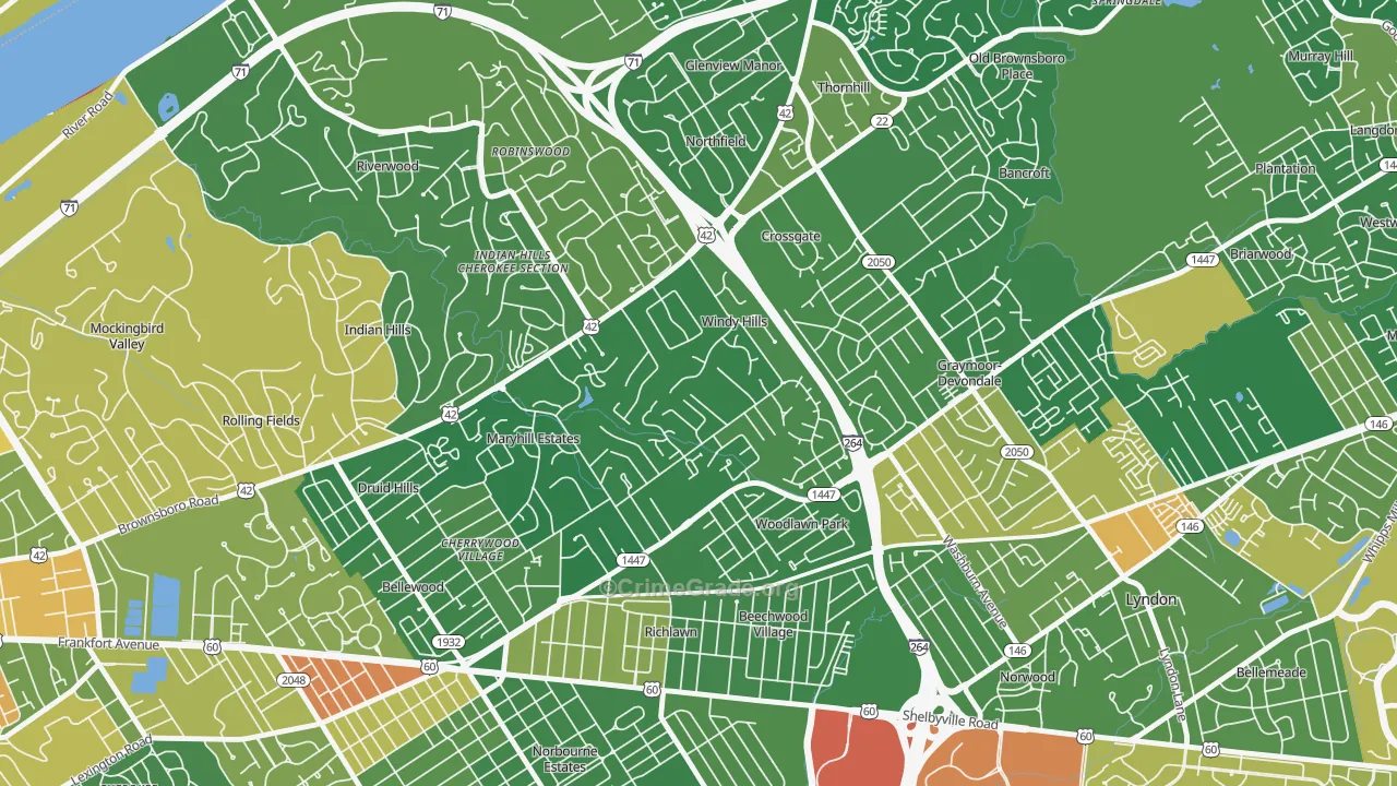 Windy Hills, KY Map of Vandalism Rates