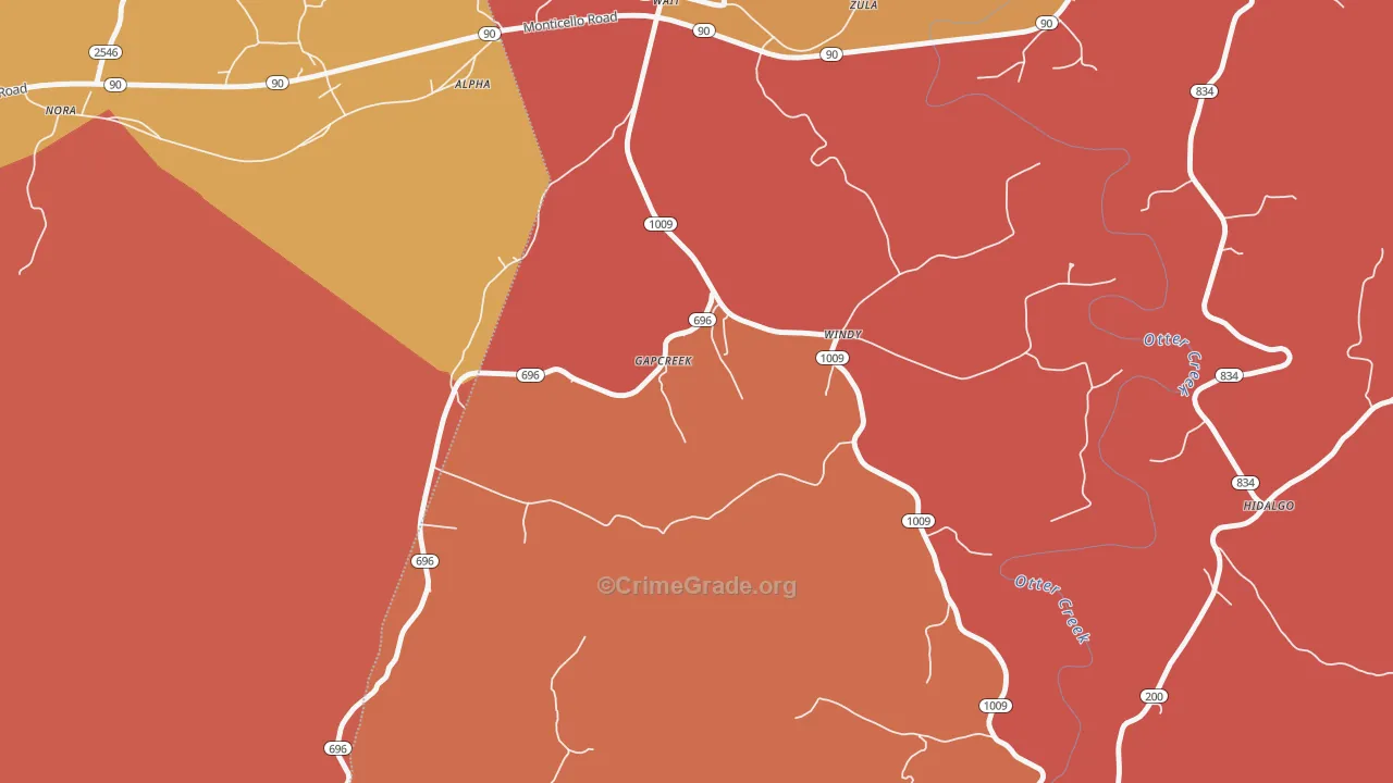Windy, KY Map of Vandalism Rates