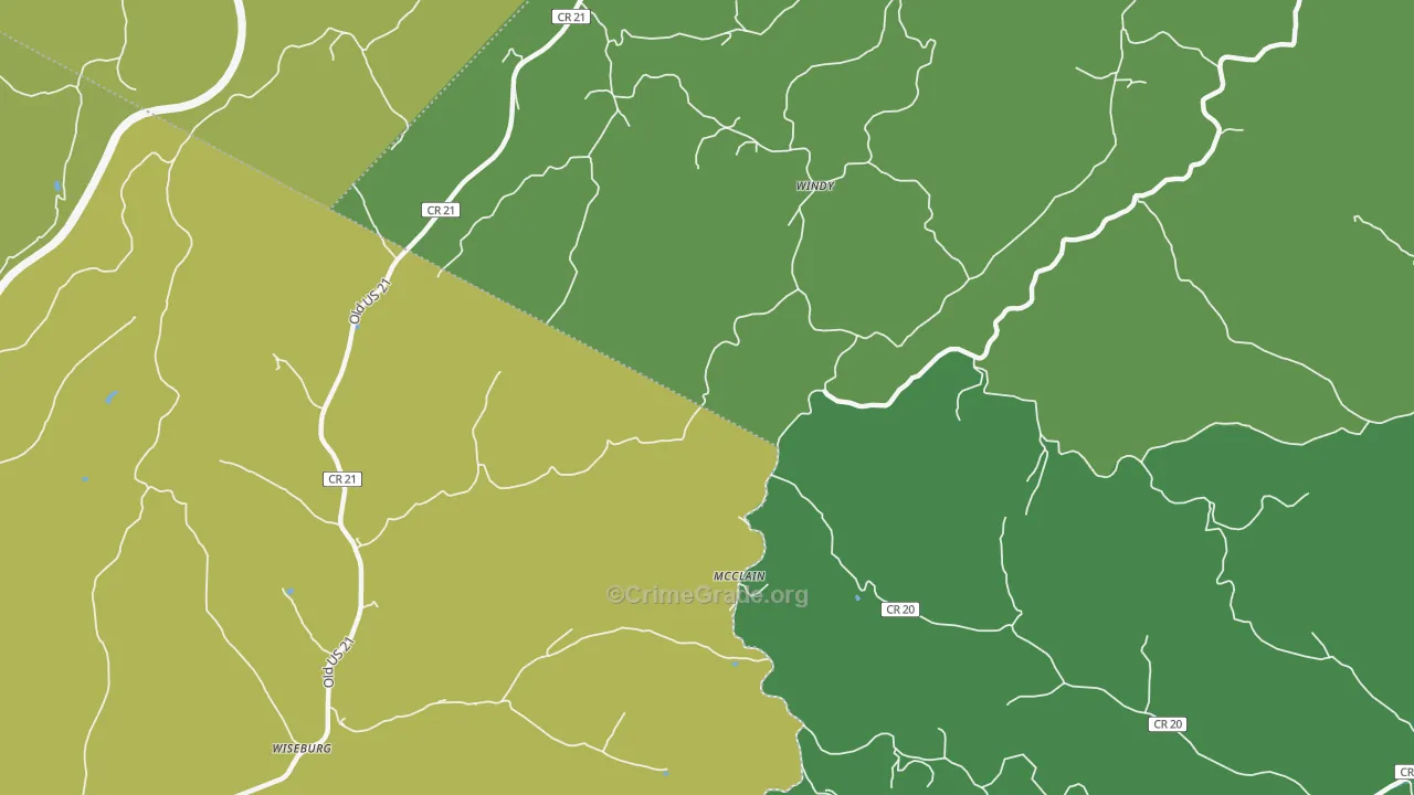 Windy, WV Map of Vandalism Rates