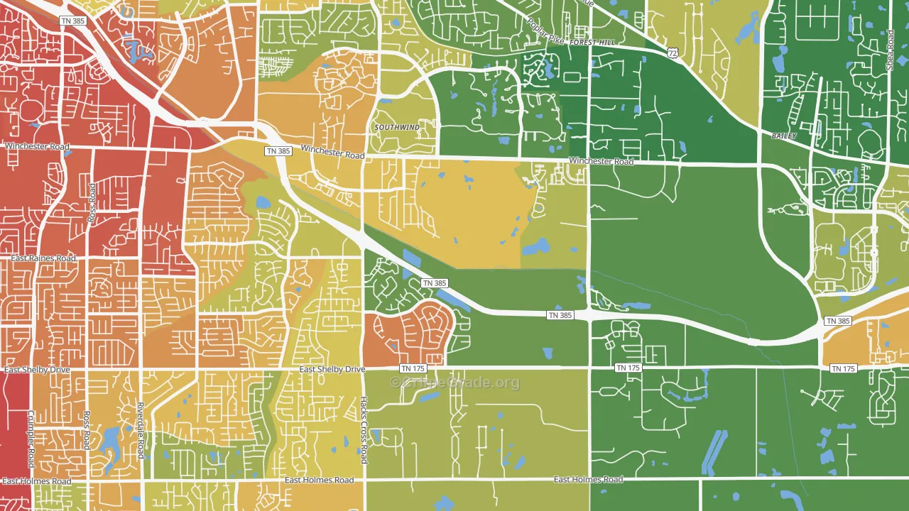 Windyke-Southwind, Memphis, TN Map of Vandalism Rates