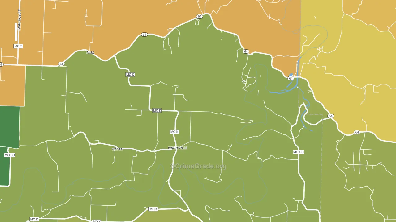 Windyville, MO Map of Vandalism Rates