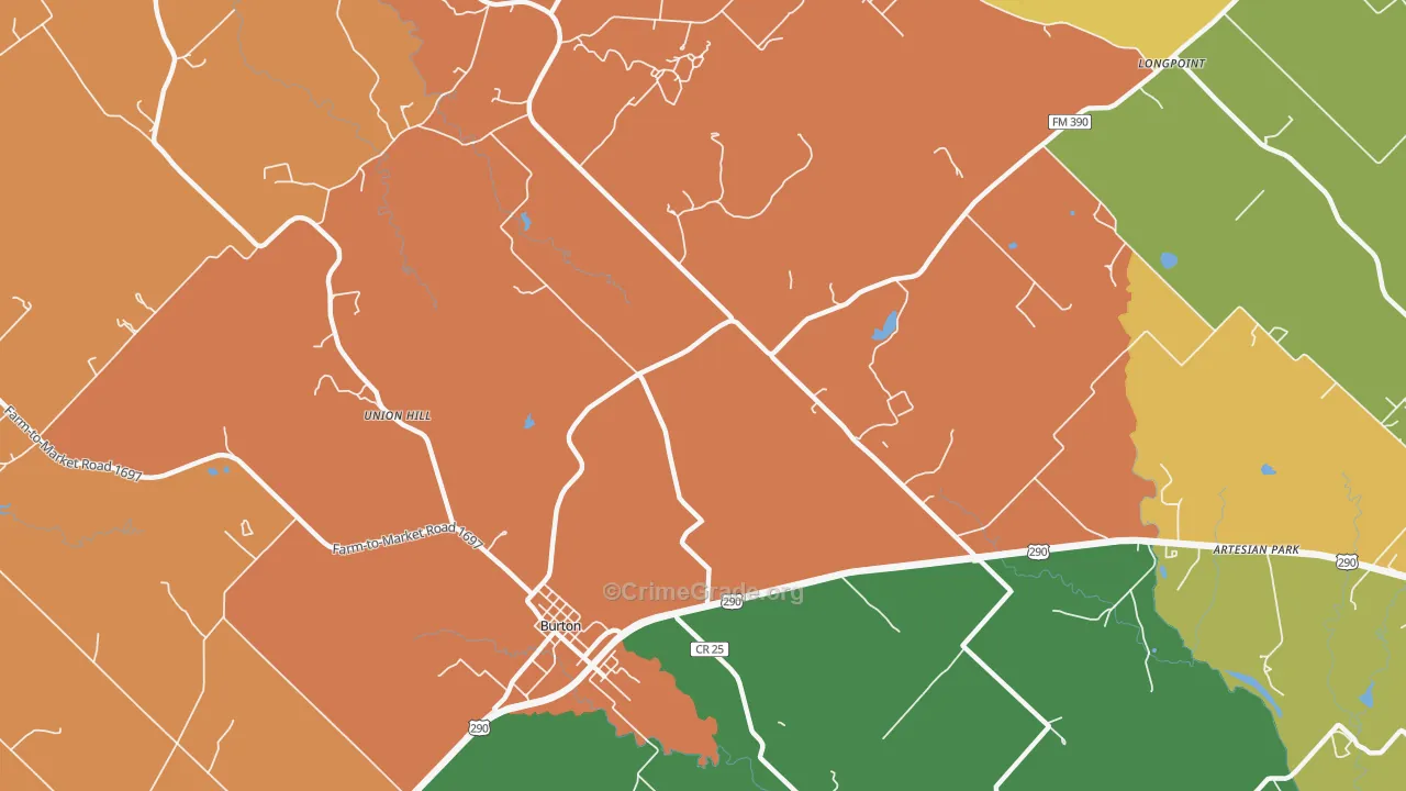 Winedale, TX Map of Vandalism Rates