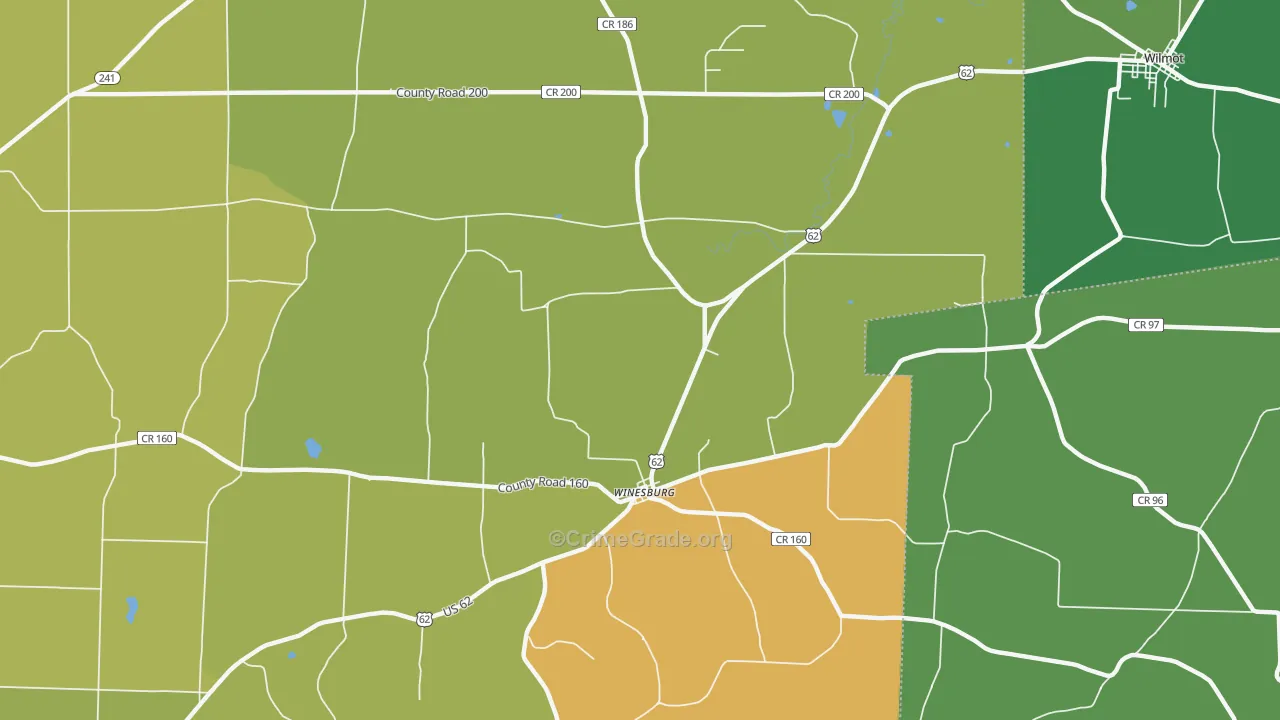 Winesburg, OH Map of Vandalism Rates