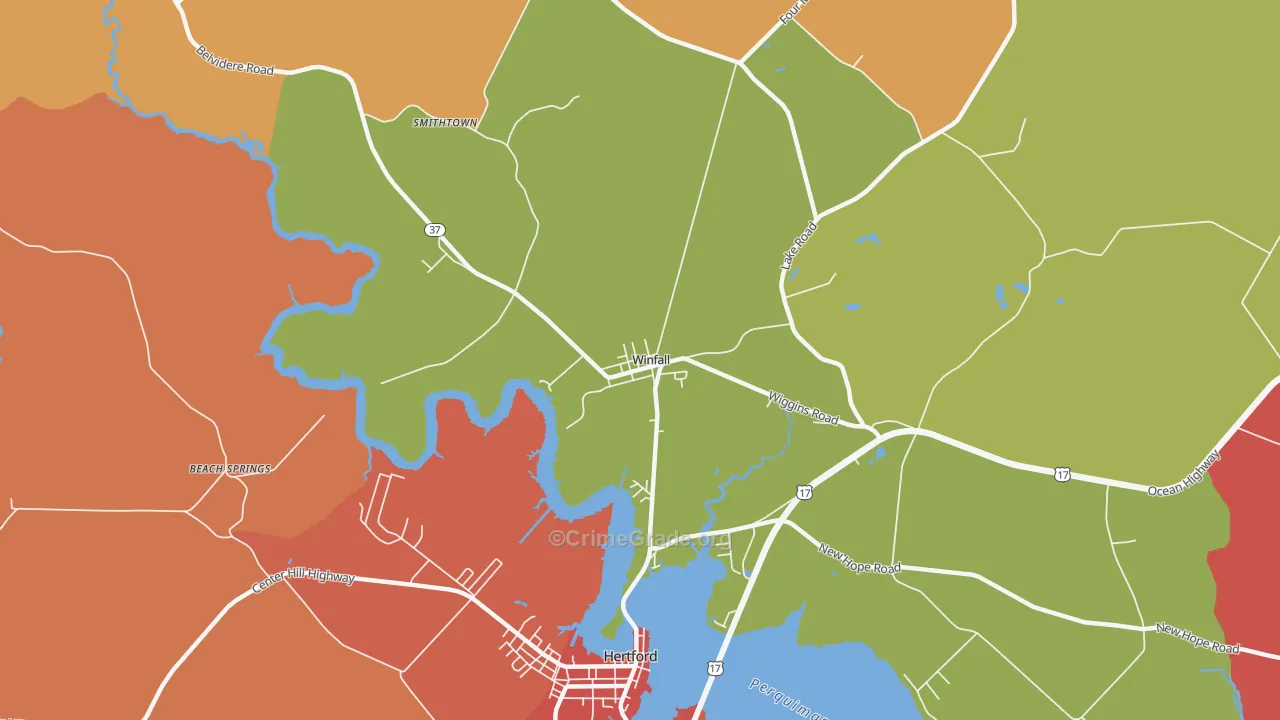 Winfall, NC Map of Vandalism Rates